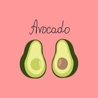 illustrazione vettoriale di un frutto di avocado tagliato in due metà.