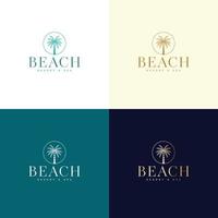 modello di logo vettoriale con palma - icona astratta di estate e vacanza ed emblema per case vacanze, servizi di viaggio, centri termali tropicali e studio di bellezza. design del logo del resort sulla spiaggia e della spa