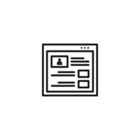 profilo personale cv pagina web icona wireframe vettore