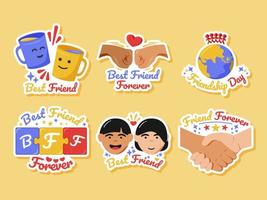 set di adesivi per la giornata mondiale dell'amicizia vettore