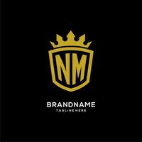 iniziale nm logo scudo corona stile, design di lusso elegante logo monogramma vettore