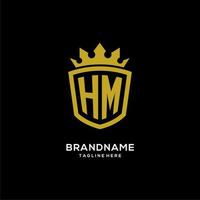iniziale hm logo scudo corona stile, design di lusso elegante logo monogramma vettore