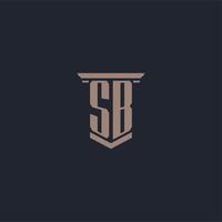 logo monogramma iniziale sb con design in stile pilastro vettore