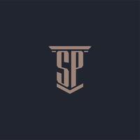 sp logo monogramma iniziale con design in stile pilastro vettore