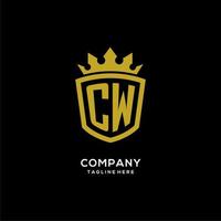 iniziale cw logo scudo corona stile, design elegante di lusso con monogramma logo vettore