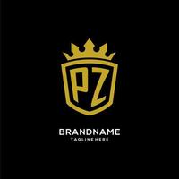 logo Pz iniziale scudo stile corona, design elegante e lussuoso con logo monogramma vettore