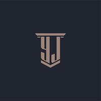 logo monogramma iniziale yj con design in stile pilastro vettore