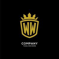 iniziale logo ww scudo corona stile, design elegante di lusso con logo monogramma vettore