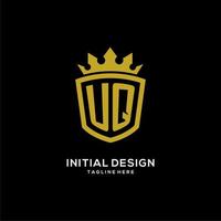 iniziale uq logo scudo corona stile, design di lusso elegante logo monogramma vettore