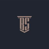 logo monogramma iniziale bs con design in stile pilastro vettore