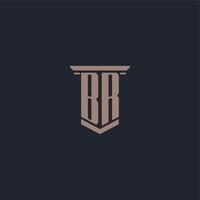 br logo monogramma iniziale con design in stile pilastro vettore