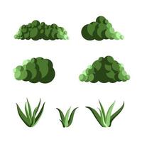 illustrazione vettoriale di erba design piatto in stile set