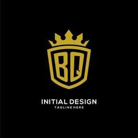 stile iniziale della corona dello scudo del logo bq, design elegante del logo del monogramma di lusso vettore