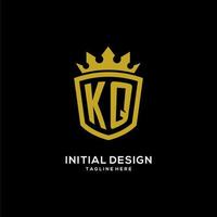 logo iniziale kq scudo corona stile, design elegante di lusso con logo monogramma vettore