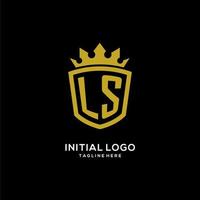 iniziale ls logo scudo corona stile, design elegante di lusso con logo monogramma vettore