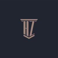 logo monogramma iniziale hz con design in stile pilastro vettore