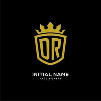 iniziale dr logo scudo corona stile, design elegante di lusso con logo monogramma vettore