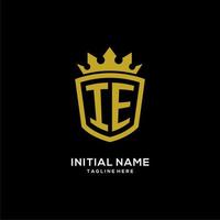 iniziale ie logo scudo corona stile, design di lusso elegante logo monogramma vettore