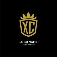 iniziale xc logo scudo corona stile, design di lusso elegante logo monogramma vettore