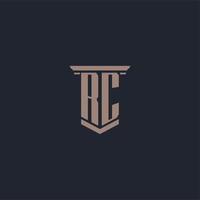 logo monogramma iniziale rc con design in stile pilastro vettore
