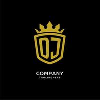 iniziale dj logo scudo corona stile, design di lusso elegante logo monogramma