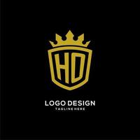 iniziale ho logo scudo corona stile, design di lusso elegante logo monogramma vettore