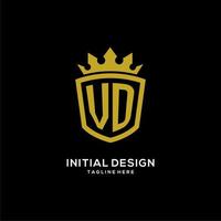 iniziale vd logo scudo corona stile, design di lusso elegante logo monogramma vettore