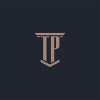 tp logo monogramma iniziale con design in stile pilastro vettore