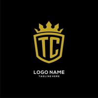 iniziale tc logo scudo corona stile, design di lusso elegante logo monogramma vettore