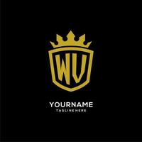 logo wv iniziale scudo corona stile, design elegante di lusso con logo monogramma vettore