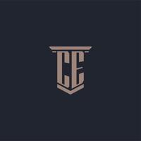 ce logo monogramma iniziale con design in stile pilastro vettore