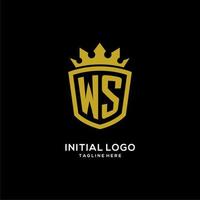 logo ws iniziale scudo corona stile, design elegante di lusso con logo monogramma vettore