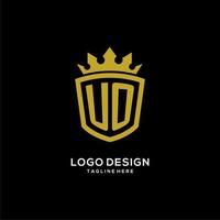 iniziale uo logo scudo corona stile, design di lusso elegante logo monogramma vettore