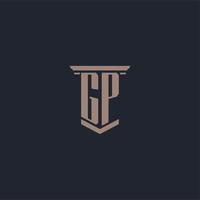 logo del monogramma iniziale gp con design in stile pilastro vettore