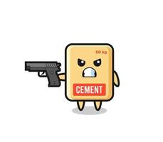 il simpatico personaggio del sacco di cemento spara con una pistola vettore