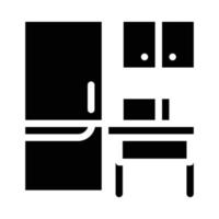 illustrazione vettoriale dell'icona del glifo di mobili da cucina in coworking