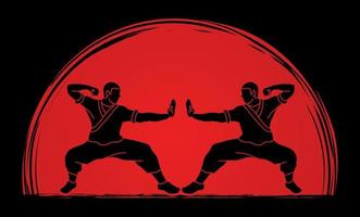 azione di kung fu pronta a combattere vettore