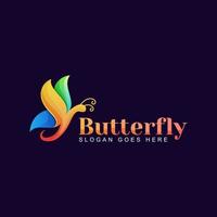 logo farfalla colorato, modello vettoriale di bellezza per donna logo design