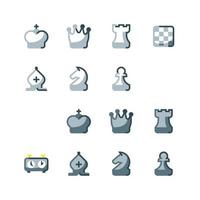 icona di pezzi degli scacchi con icone vettoriali di bordo e timer