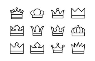 collezione di icone lineari dell'icona delle corone del re vettore