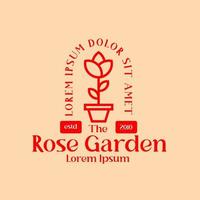 logo rosa rossa. logo rosa delineato. logo del roseto vettore