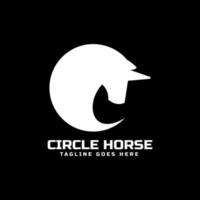 logo del cavallo del cerchio, stile della siluetta vettore