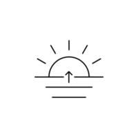 alba, tramonto, sole linea sottile icona illustrazione vettoriale modello logo. adatto a molti scopi.