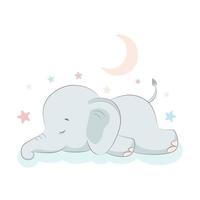 illustrazione vettoriale con simpatico elefante addormentato