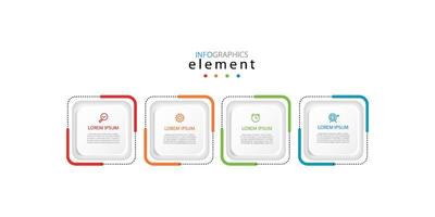 modello di progettazione vettoriale infografica con icone e 4 opzioni o passaggi. può essere utilizzato per diagramma di processo, presentazioni, layout del flusso di lavoro, banner, diagramma di flusso. eps10