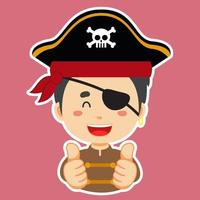 adesivo personaggio pirata felice vettore