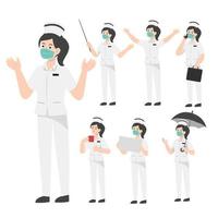 concetto di presentazione del design del personaggio dell'infermiera vettore