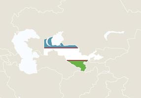 asia con mappa dell'uzbekistan evidenziata. vettore