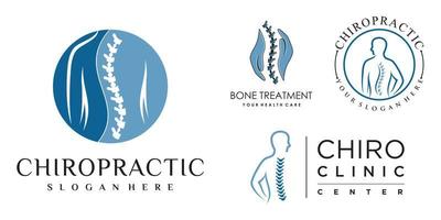 chiropratica icon set logo design collection per terapia di massaggio con concetto unico vettore premium