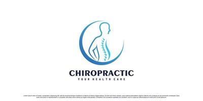 design del logo chiropratico per terapia di massaggio con vettore premium di concetto unico